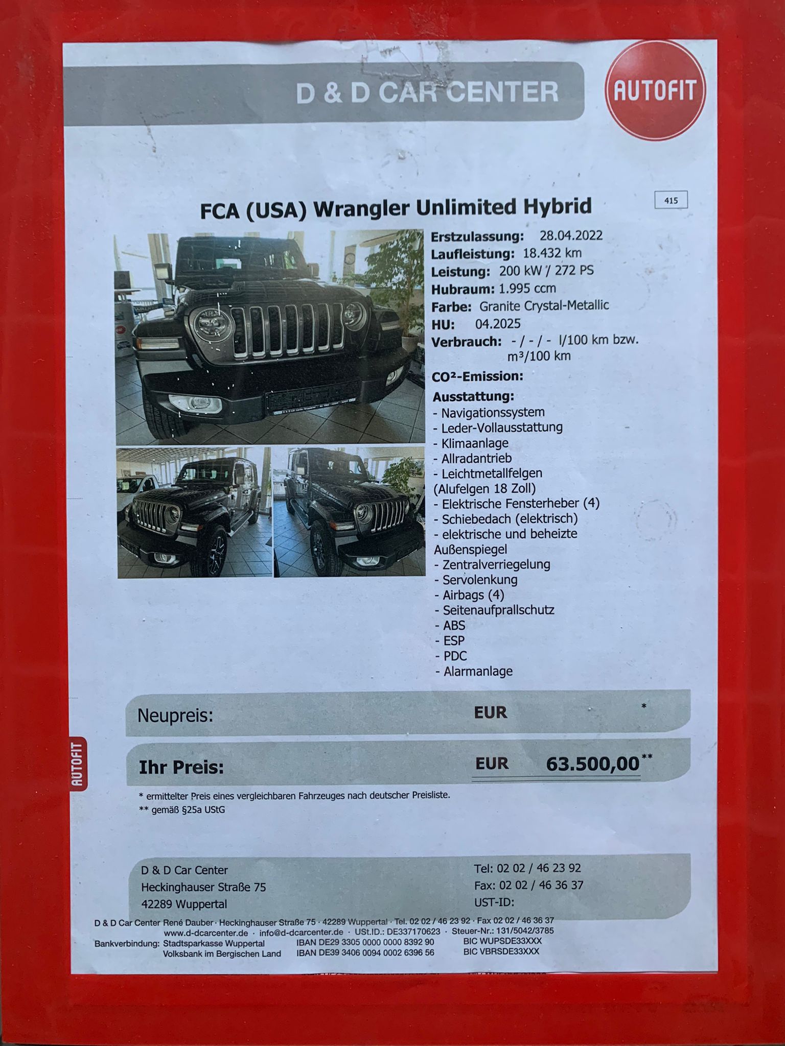 FCA (USA) Wrangler Unlimited Overland Hybrid